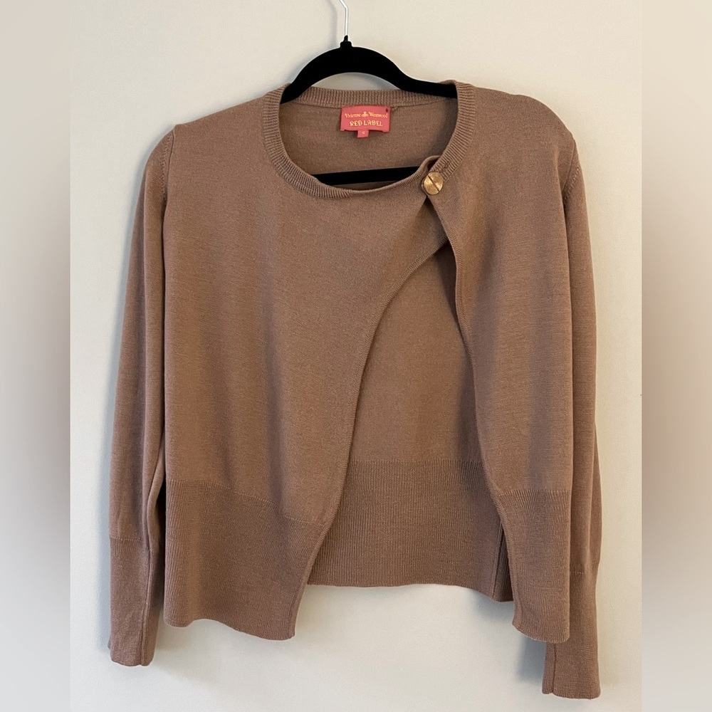 Vivienne Westwood Taupe Brown Button-Accent Cardigan Sweater